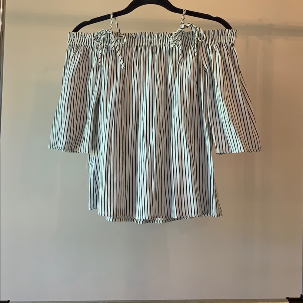 White Top Navy Stripes